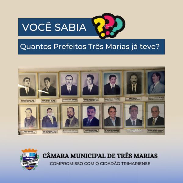 VOCÊ SABIA? Quantos Prefeitos Três Marias já teve?