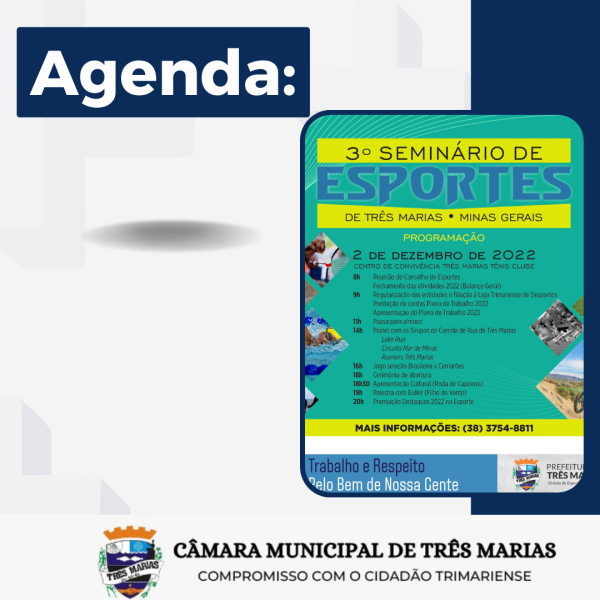 AGENDA: 3º SEMINÁRIO DE ESPORTES DE TRÊS MARIAS