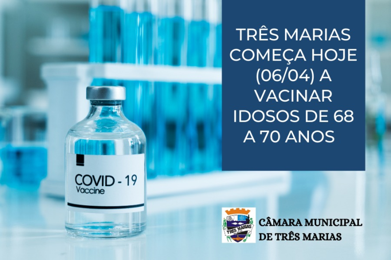 Três Marias começa hoje (06/04) a vacinação de idosos de 68 a 70 anos