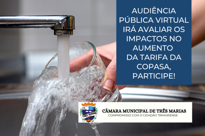 Audiência pública virtual irá avaliar os impactos no aumento da tarifa da Copasa