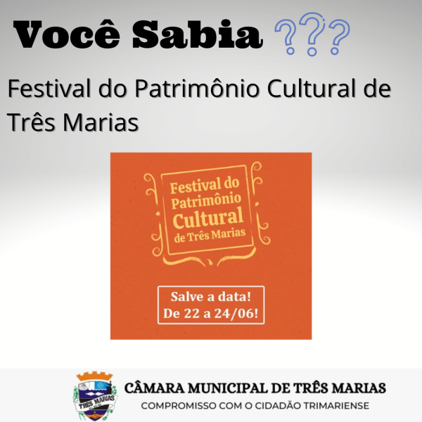 VOCÊ SABIA? Festival do Patrimônio Cultural de Três Marias