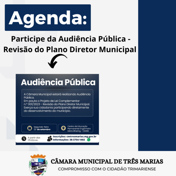 AGENDA: Participe da Audiência Pública – Revisão do Plano Diretor Municipal
