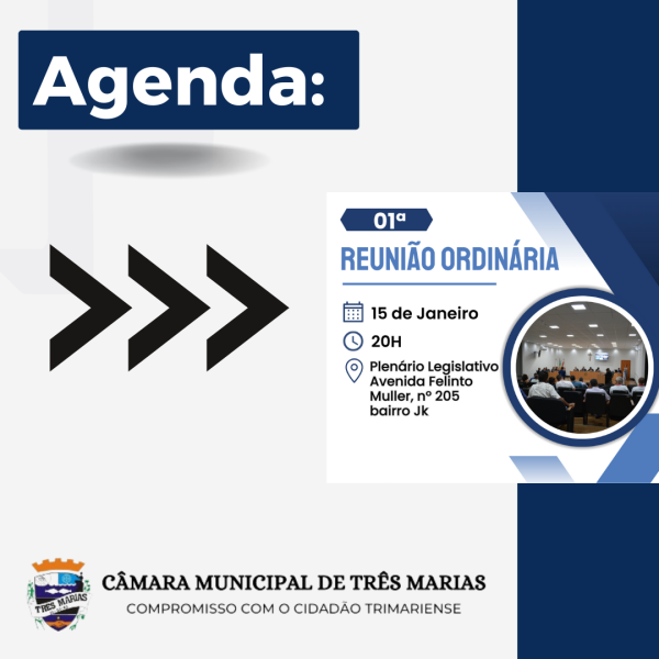 AGENDA: Câmara volta às sessões ordinárias no dia 15 de Janeiro