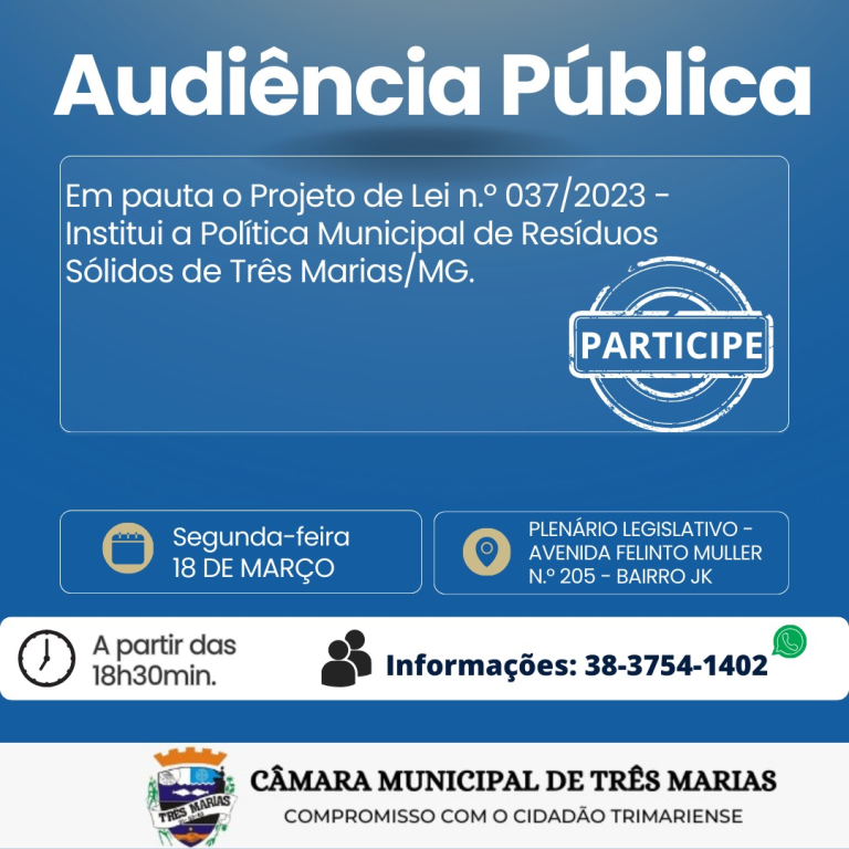 AUDIÊNCIA PÚBLICA: Política Municipal de Resíduos Sólidos de Três Marias