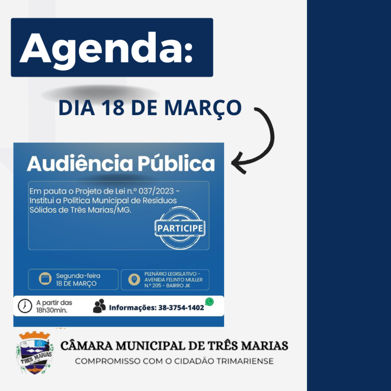 AGENDA: Participe da Audiência Pública (Política Municipal de Resíduos Sólidos)


