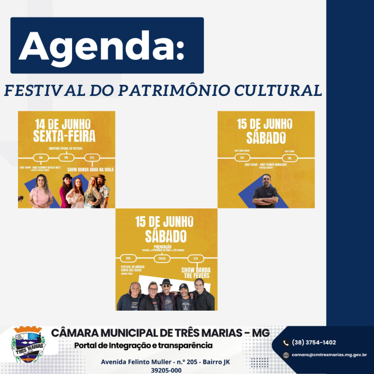 AGENDA: Festival do Patrimônio Cultural de Três Marias