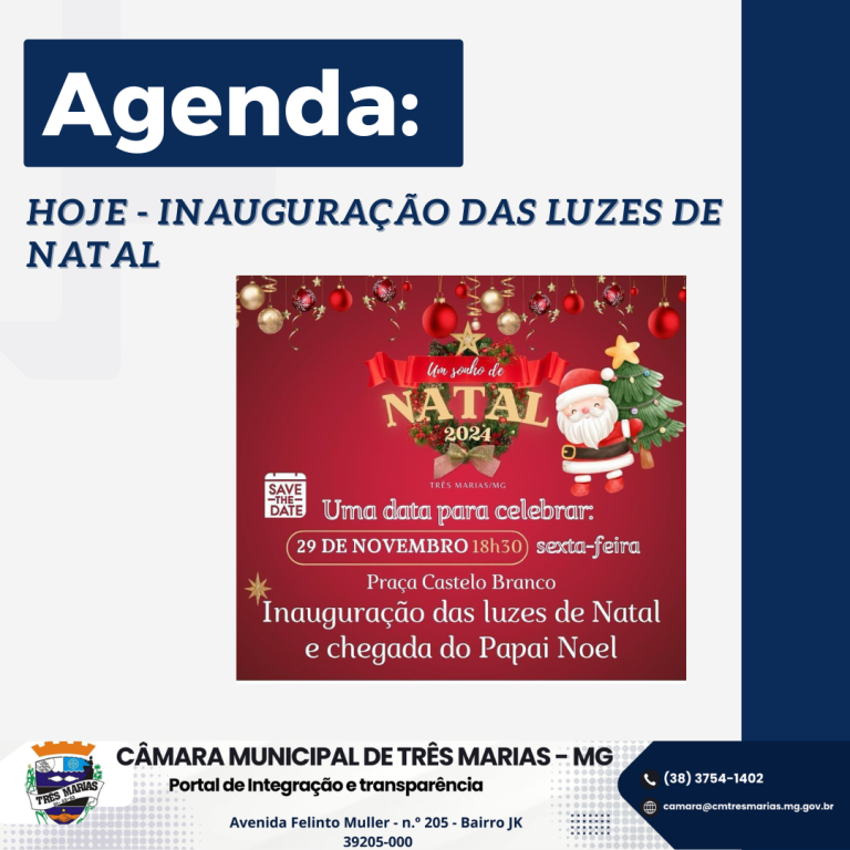 AGENDA: Inauguração das luzes de natal e chegada do papai noel